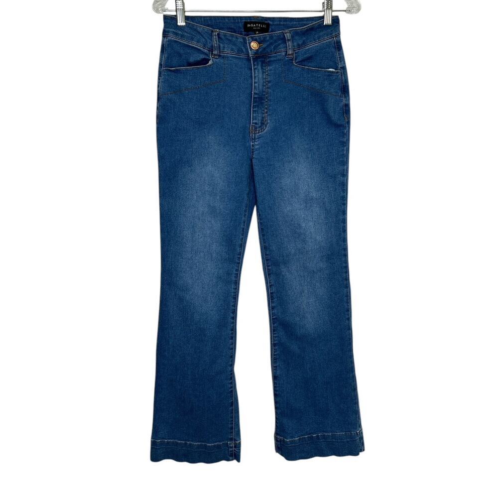 Bagatelle Wide Leg High Rise Medium Blue Jeans Contrast Trim 28 x 30